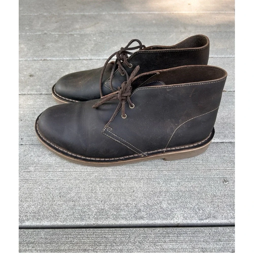 Clarks Collection Bushacre 3 Beeswax Dark Brown Leather Chukka Boots Mens 9.5 W